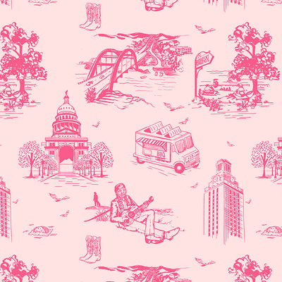 Austin Toile Traditional Wallpaper Wallpaper Light Pink Pink / Double Roll Katie Kime