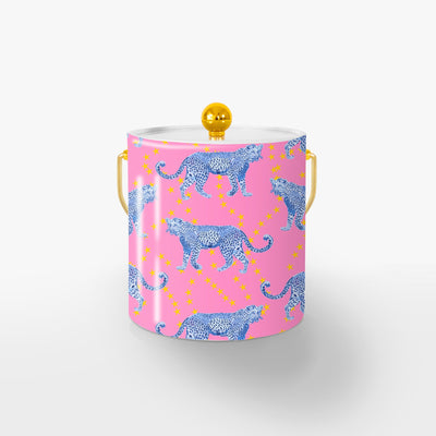 Cosmic Cheetah Ice Bucket Ice Bucket Pink / Gold Katie Kime