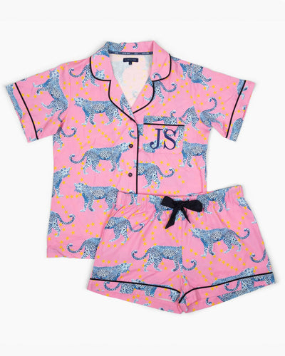 Cosmic Cheetah Pajama Shorts Set Pajama Set Katie Kime