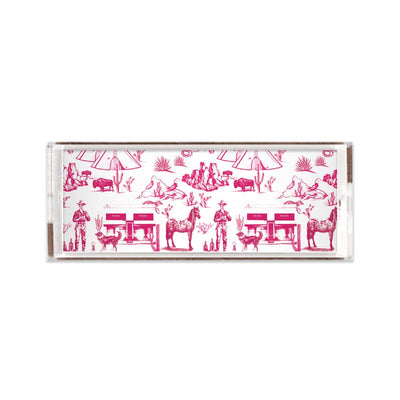Marfa Toile Lucite Tray Lucite Trays Pink / 11x4 Katie Kime