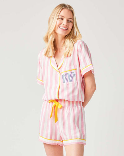 Retro Striped Pajama Shorts Set Pajama Set Pink / XXS Katie Kime