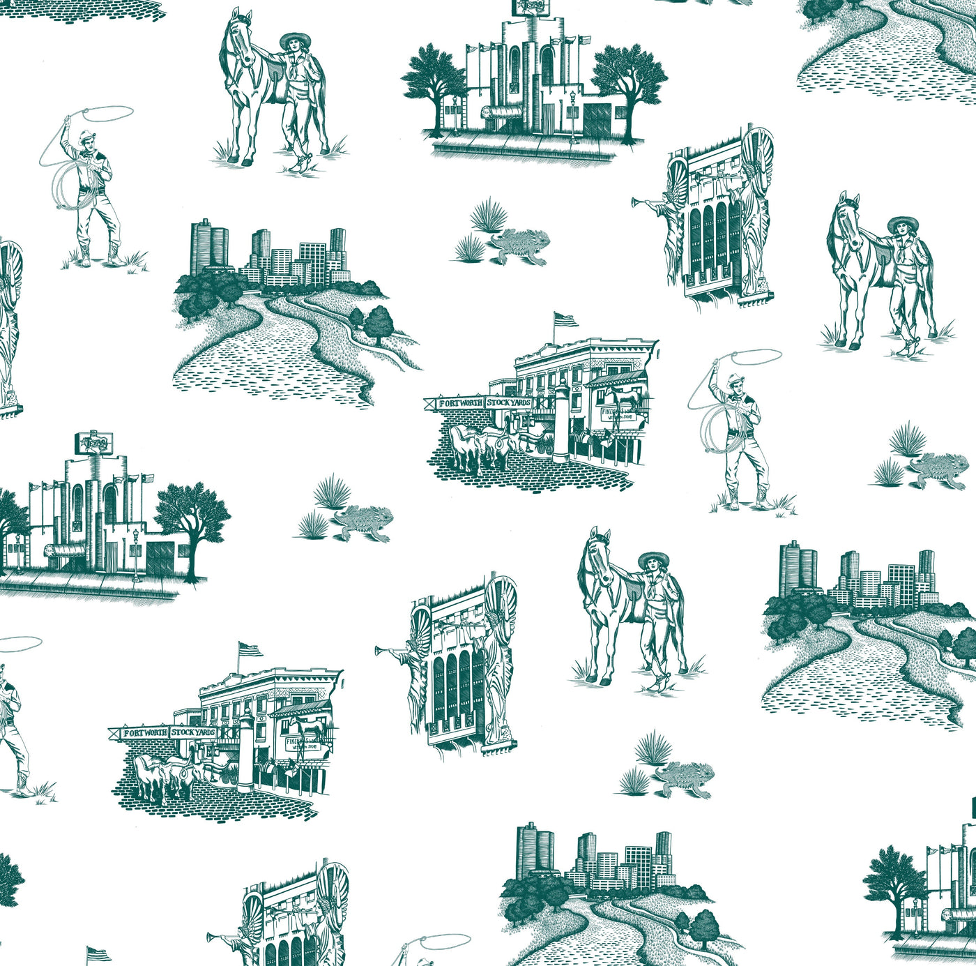 Fort Worth Toile Traditional Wallpaper Wallpaper Pine / Sample Katie Kime