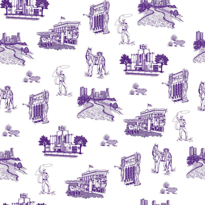 Fort Worth Toile Traditional Wallpaper Wallpaper Purple / Sample Katie Kime