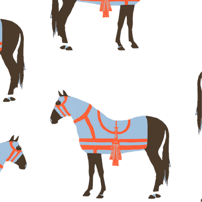 Horse & Tassel Traditional Wallpaper Wallpaper Blue / Sample Katie Kime