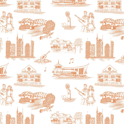 Nashville Toile Traditional Wallpaper Wallpaper Apricot / Double Roll Katie Kime