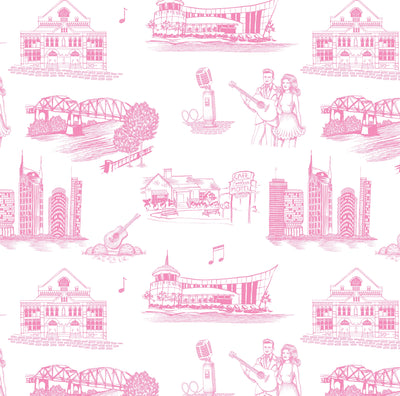 Nashville Toile Traditional Wallpaper Wallpaper Pink / Double Roll Katie Kime