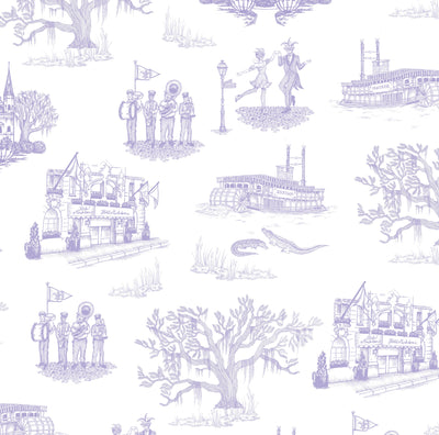 New Orleans Toile Traditional Wallpaper Wallpaper Lavender / Double Roll Katie Kime