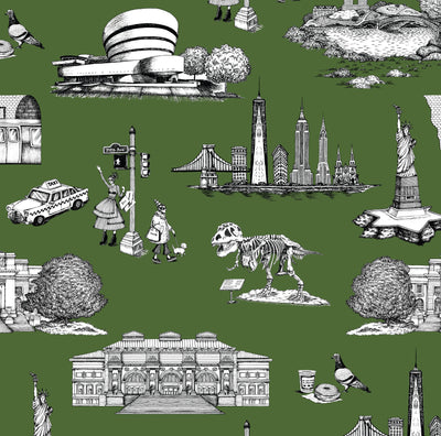 New York Toile Traditional Wallpaper Wallpaper Hunter / Double Roll Katie Kime
