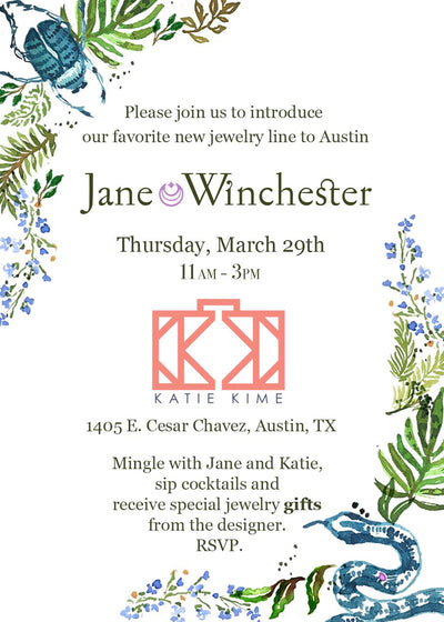 come and mingle with Jane Winchester Jewelry + Katie Kime. Katie Kime