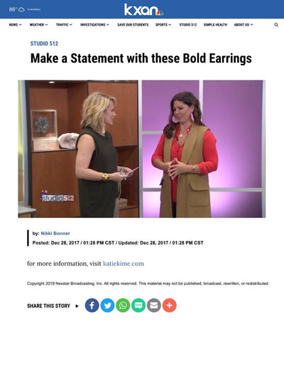 KXAN Studio 512 | Make a Statement with these Bold Earrings | October 2017 Katie Kime