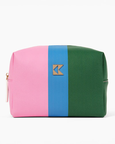 Accessory Bag Set in Color Block Toiletry Bags Pink Green Katie Kime