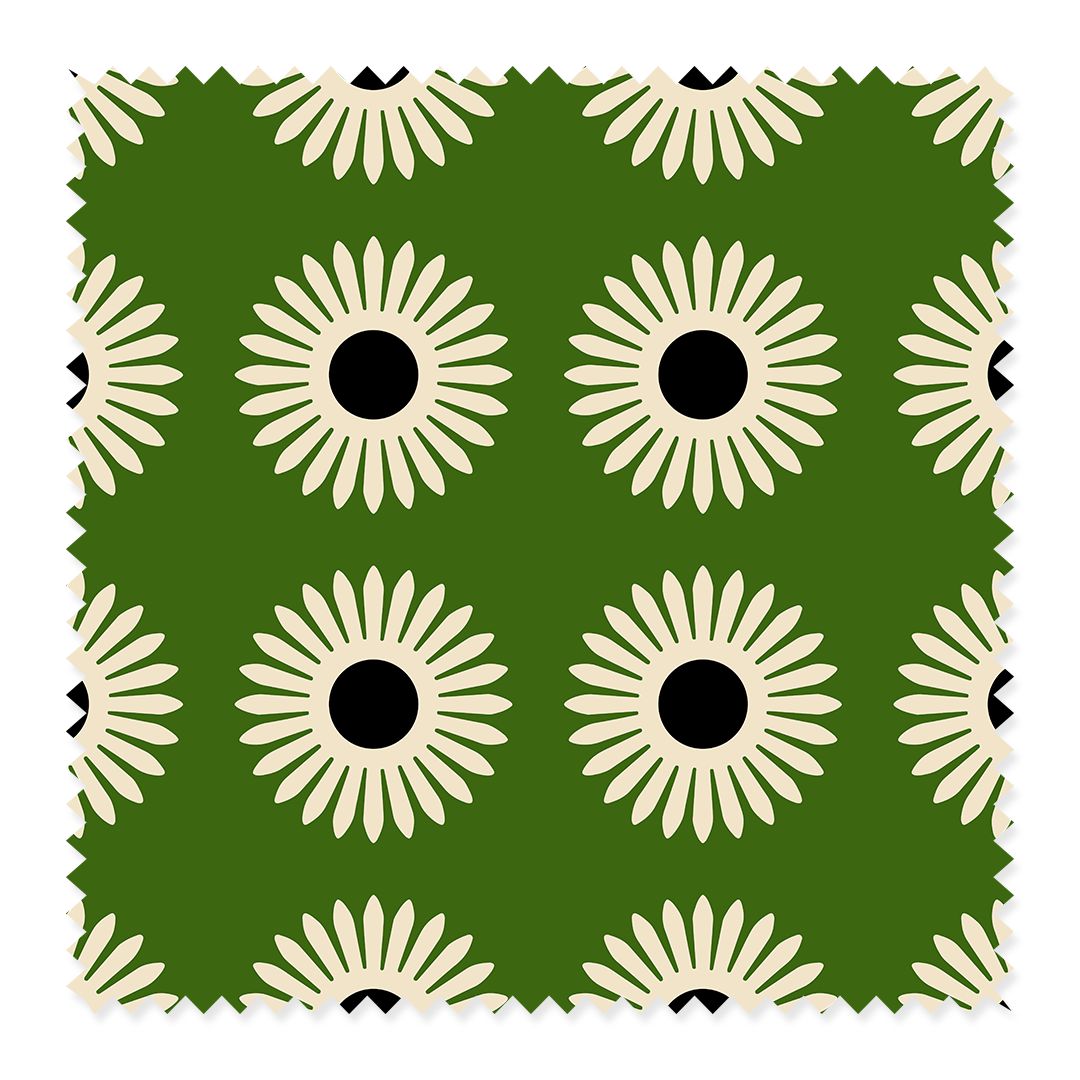 American Daisy Fabric Fabric Sample / Linen Canvas / Hunter Katie Kime