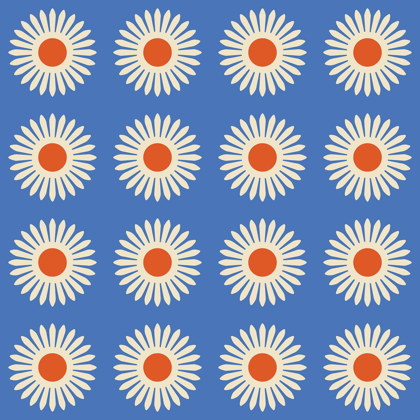 American Daisy Peel & Stick Wallpaper Peel & Stick Wallpaper Blue Red / Sample Katie Kime