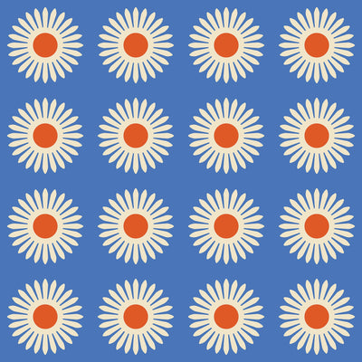 American Daisy Peel & Stick Wallpaper Peel & Stick Wallpaper Blue Red / Sample Katie Kime