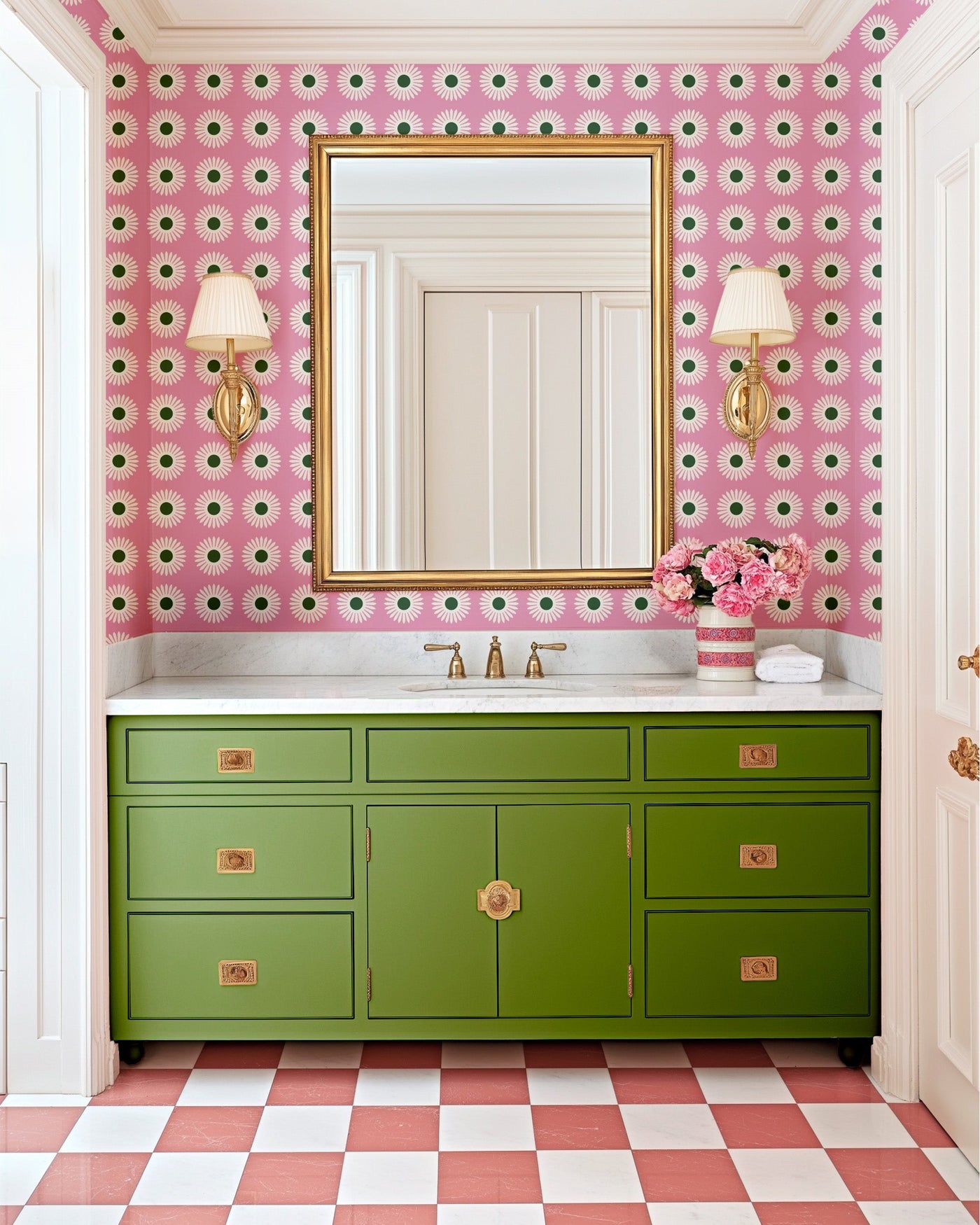 American Daisy Peel & Stick Wallpaper Peel & Stick Wallpaper Yellow Pink / 12 Ft - Full Bleed Katie Kime