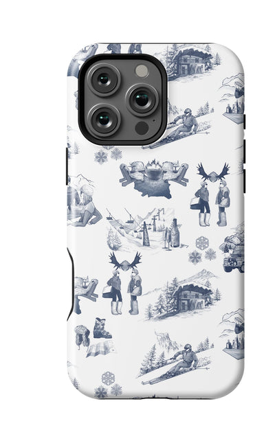 Aprés Ski Toile iPhone Case Phone Case Navy / iPhone 16 Pro Max / MagSafe Tough Katie Kime