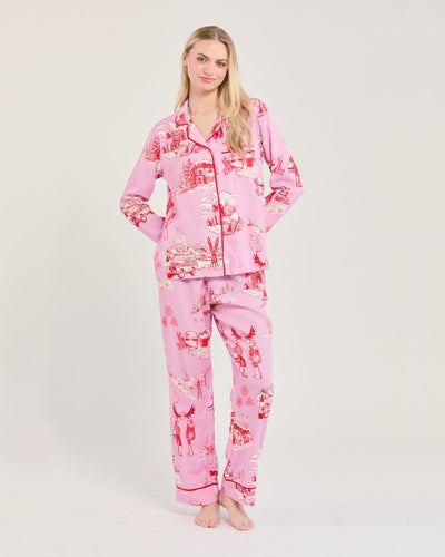 Après Ski Toile Long Sleeve Pajama Pants Set Pajama Set Katie Kime
