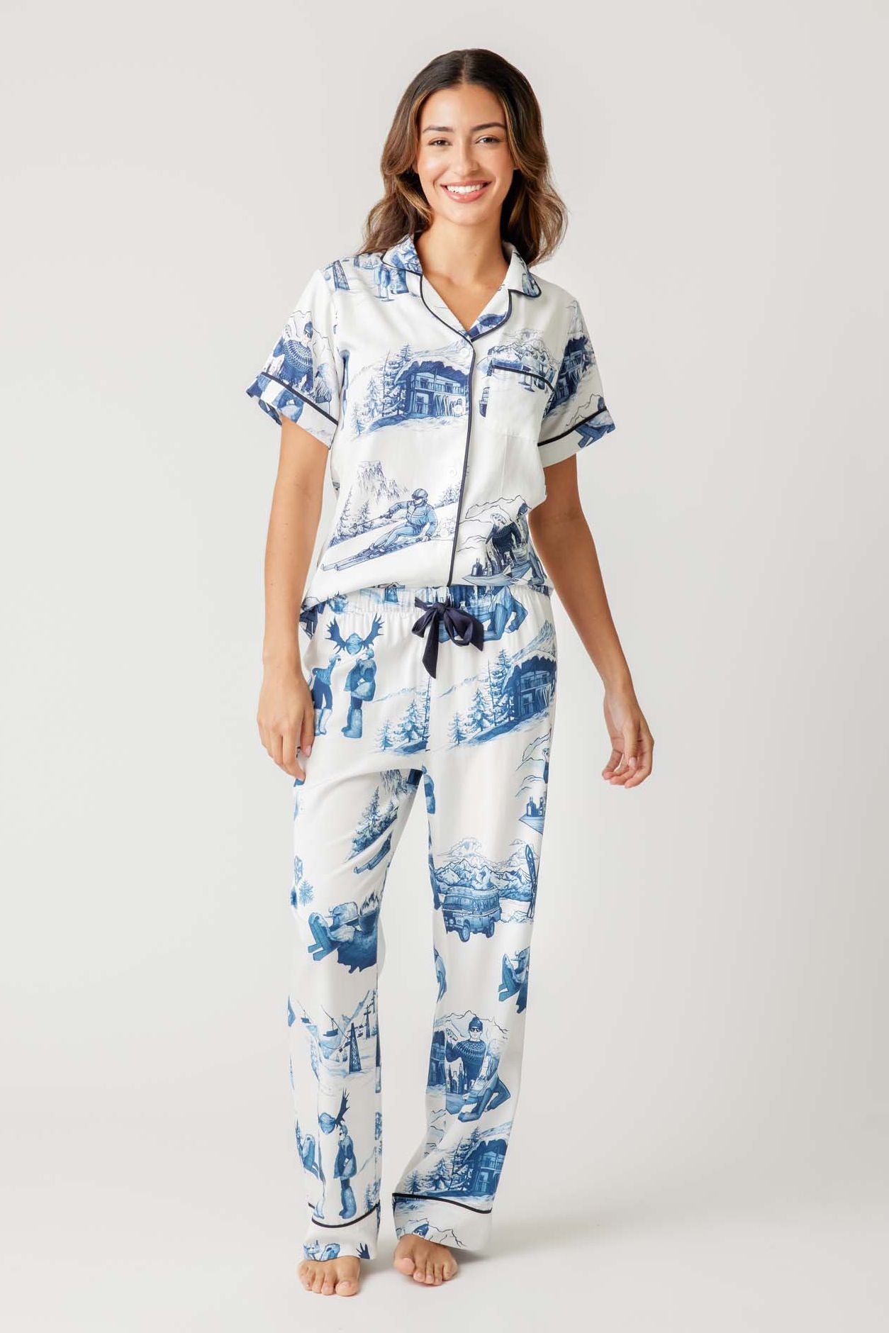 Après Ski Toile Pajama Pants Set Pajama Set Navy / XXS Katie Kime