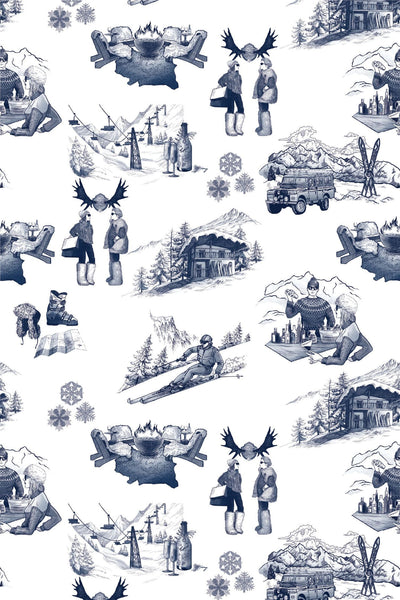 Après Ski Toile Peel & Stick Wallpaper Peel & Stick Wallpaper Navy / Large Sample Katie Kime