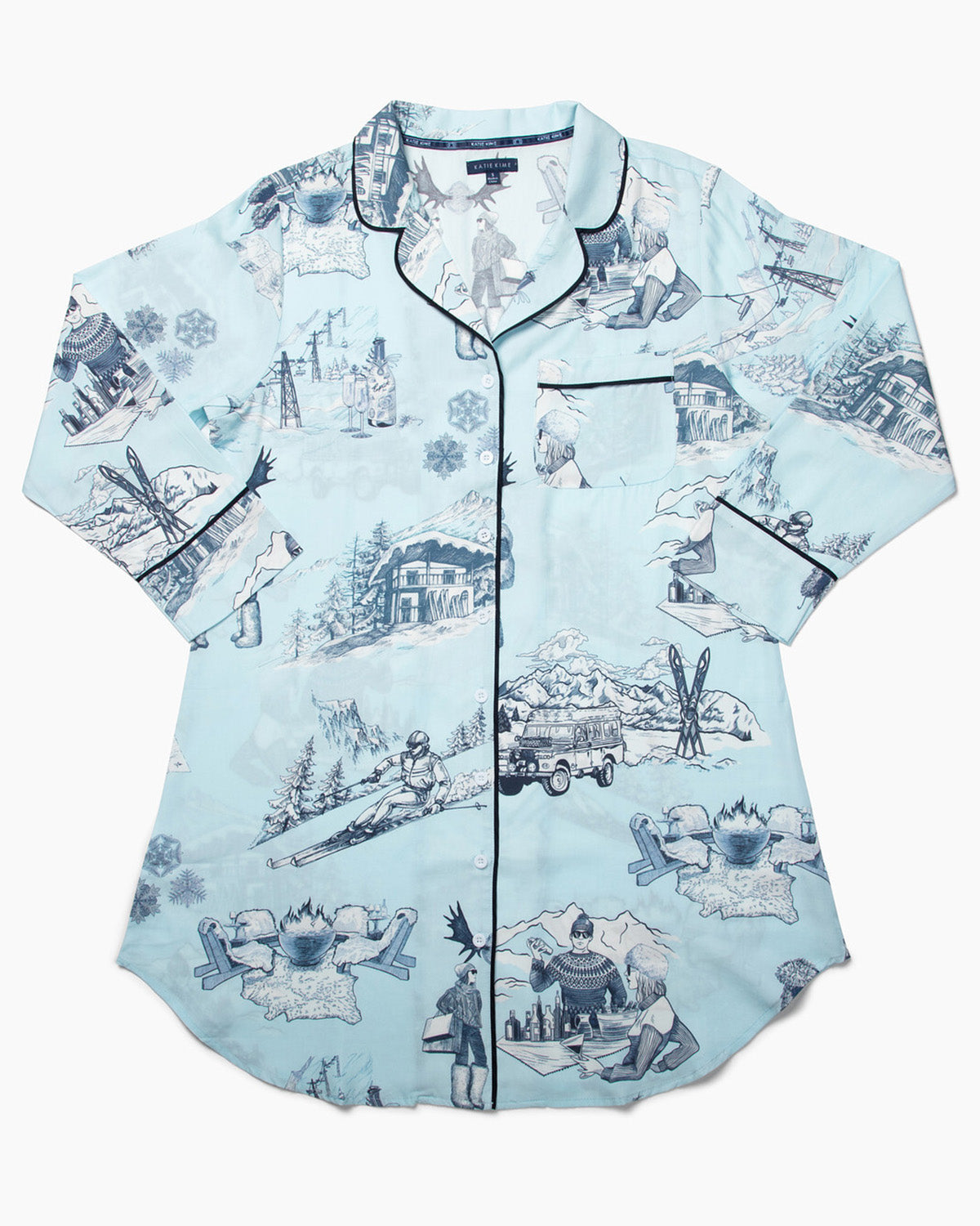 Aprés Ski Toile Sleep Shirt Sleep Shirt Light Blue Navy / XS Katie Kime