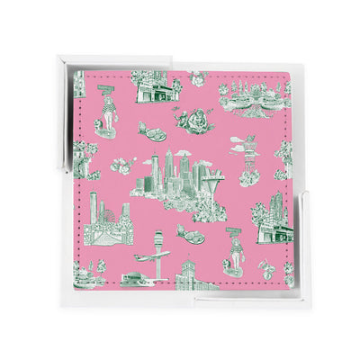 Atlanta Toile Coaster Set Coaster Set Pink Green Katie Kime