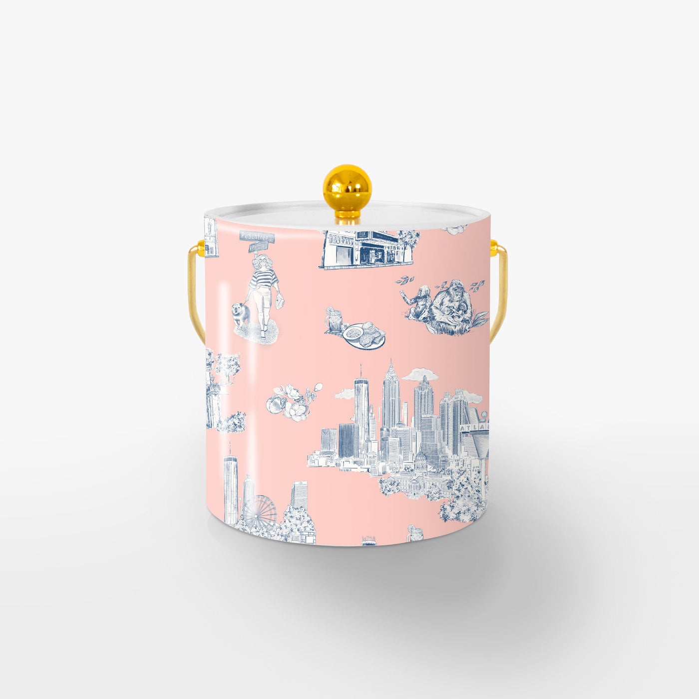 Ice Bucket Gold / Pink Navy Atlanta Toile Ice Bucket Katie Kime