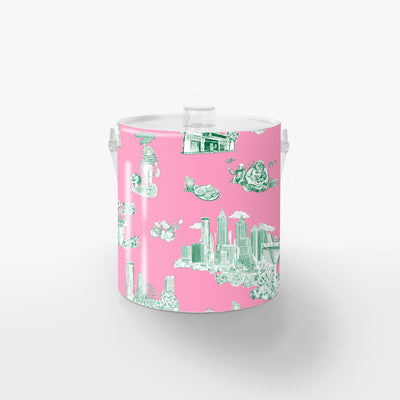 Atlanta Toile Ice Bucket Ice Bucket Pink Green / Lucite Katie Kime