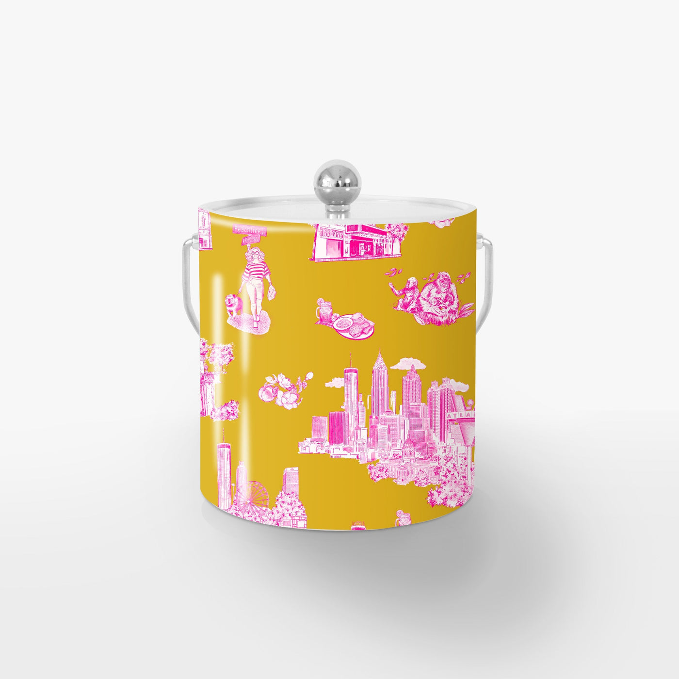 Ice Bucket Silver / Gold Pink Atlanta Toile Ice Bucket Katie Kime