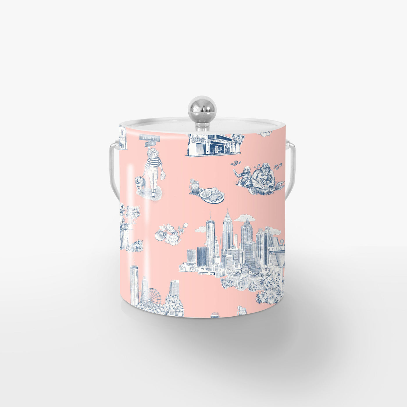 Ice Bucket Silver / Pink Navy Atlanta Toile Ice Bucket Katie Kime