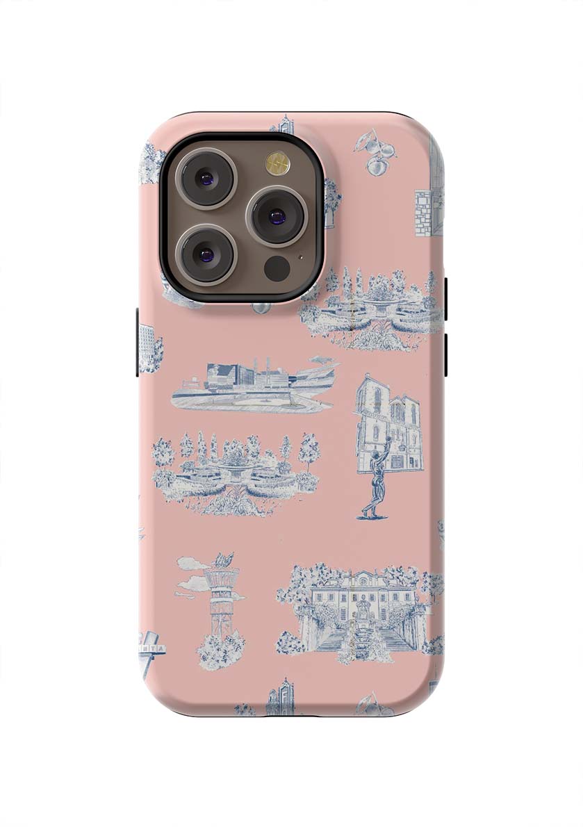 Atlanta Toile iPhone Case Phone Case Pink Navy / iPhone 14 Pro Max / Tough Katie Kime