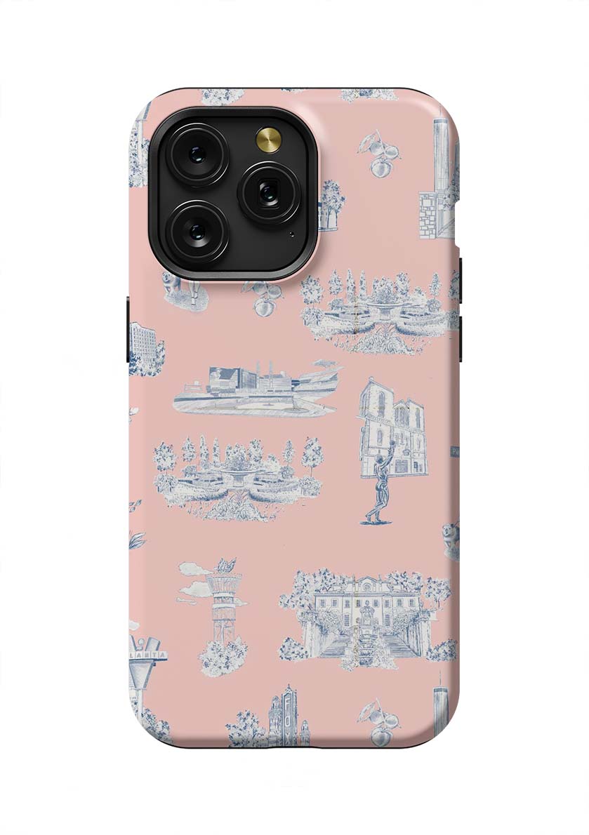 Atlanta Toile iPhone Case Phone Case Pink Navy / iPhone 15 Pro Max / Tough Katie Kime