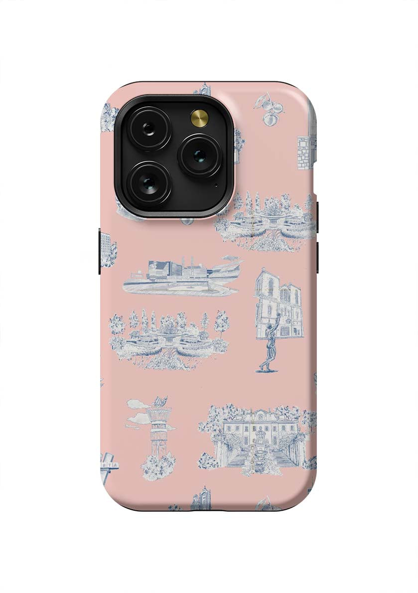 Atlanta Toile iPhone Case Phone Case Pink Navy / iPhone 15 Pro / Tough Katie Kime