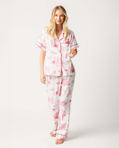 Atlanta Toile Pajama Pants Set Pajama Set Red / XS Katie Kime