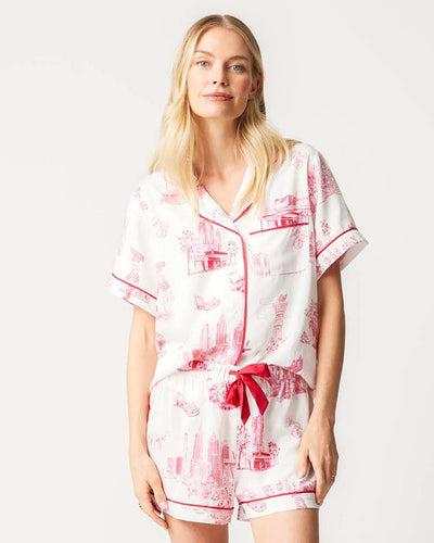 Pajama Set Red / XS Atlanta Toile Pajama Shorts Set Katie Kime