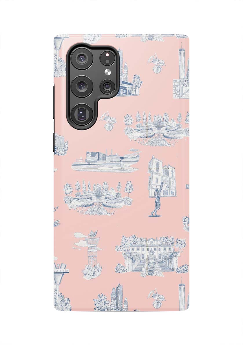 Atlanta Toile Samsung Phone Case Phone Case Galaxy S22 Ultra / Tough / Pink Navy Katie Kime