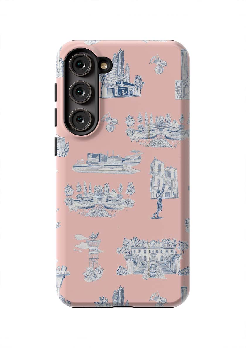 Atlanta Toile Samsung Phone Case Phone Case Galaxy S23 Plus / Tough / Pink Navy Katie Kime