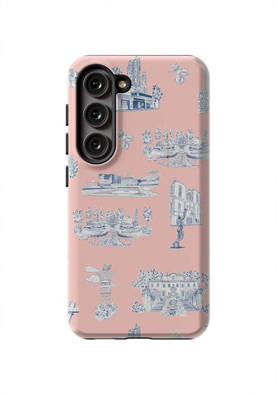 Atlanta Toile Samsung Phone Case Phone Case Galaxy S23 / Tough / Pink Navy Katie Kime