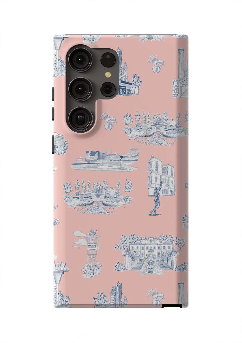 Atlanta Toile Samsung Phone Case Phone Case Galaxy S23 Ultra / Tough / Pink Navy Katie Kime