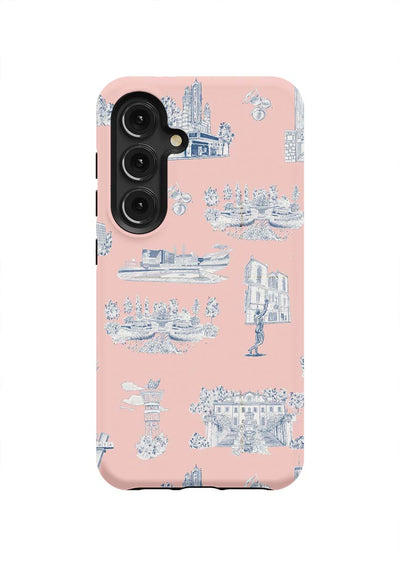 Atlanta Toile Samsung Phone Case Phone Case Galaxy S24 / Tough / Pink Navy Katie Kime
