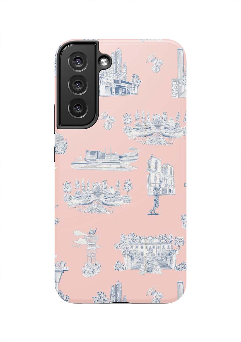Atlanta Toile Samsung Phone Case Phone Case Pink Navy / Galaxy S22 Plus / Tough Katie Kime