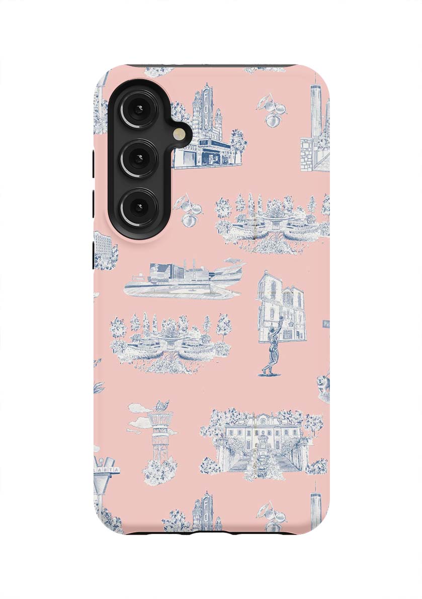 Atlanta Toile Samsung Phone Case Phone Case Pink Navy / Galaxy S24 Plus / Tough Katie Kime