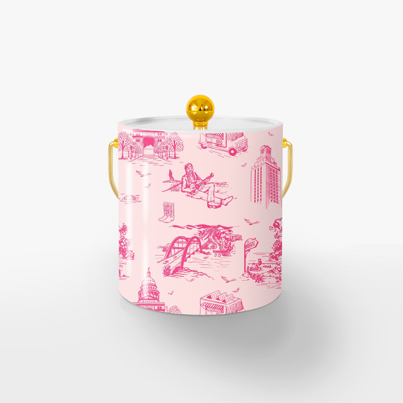 Ice Bucket Light Pink Pink / Gold Austin Toile Ice Bucket Katie Kime