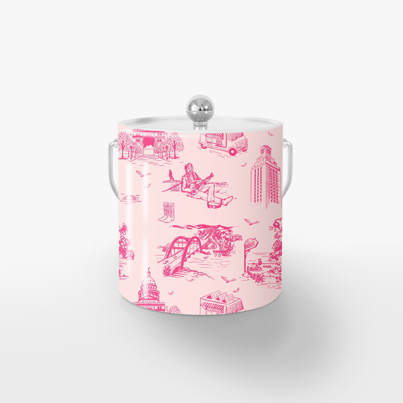 Ice Bucket Light Pink Pink / Silver Austin Toile Ice Bucket Katie Kime