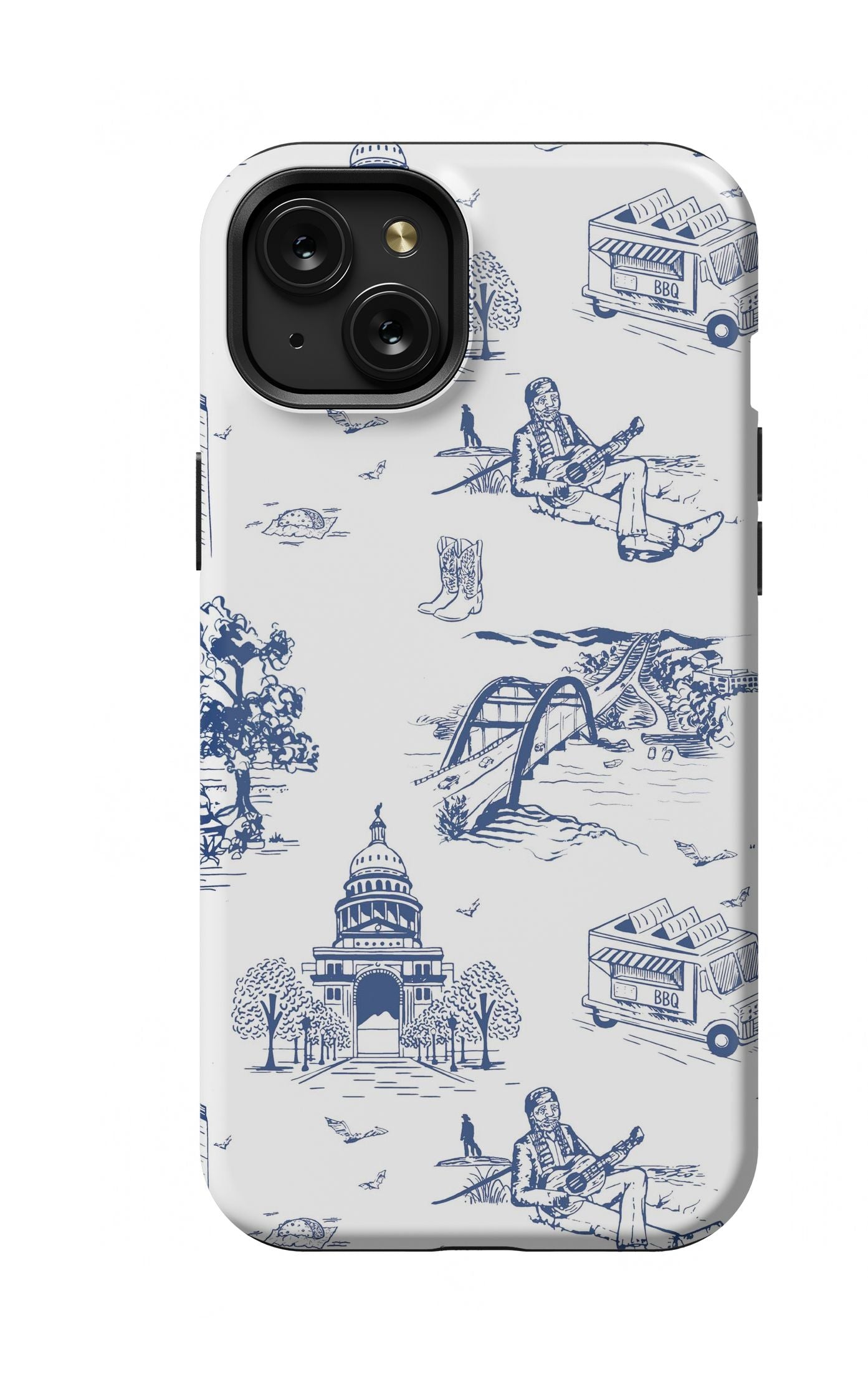 Austin Toile iPhone Case Phone Case Navy / iPhone 15 Plus / MagSafe Tough Katie Kime