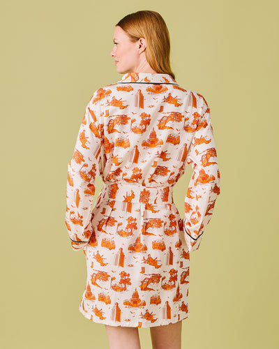 Austin Toile Lounge Robe Robe Burnt Orange / One Size Fits Most Katie Kime