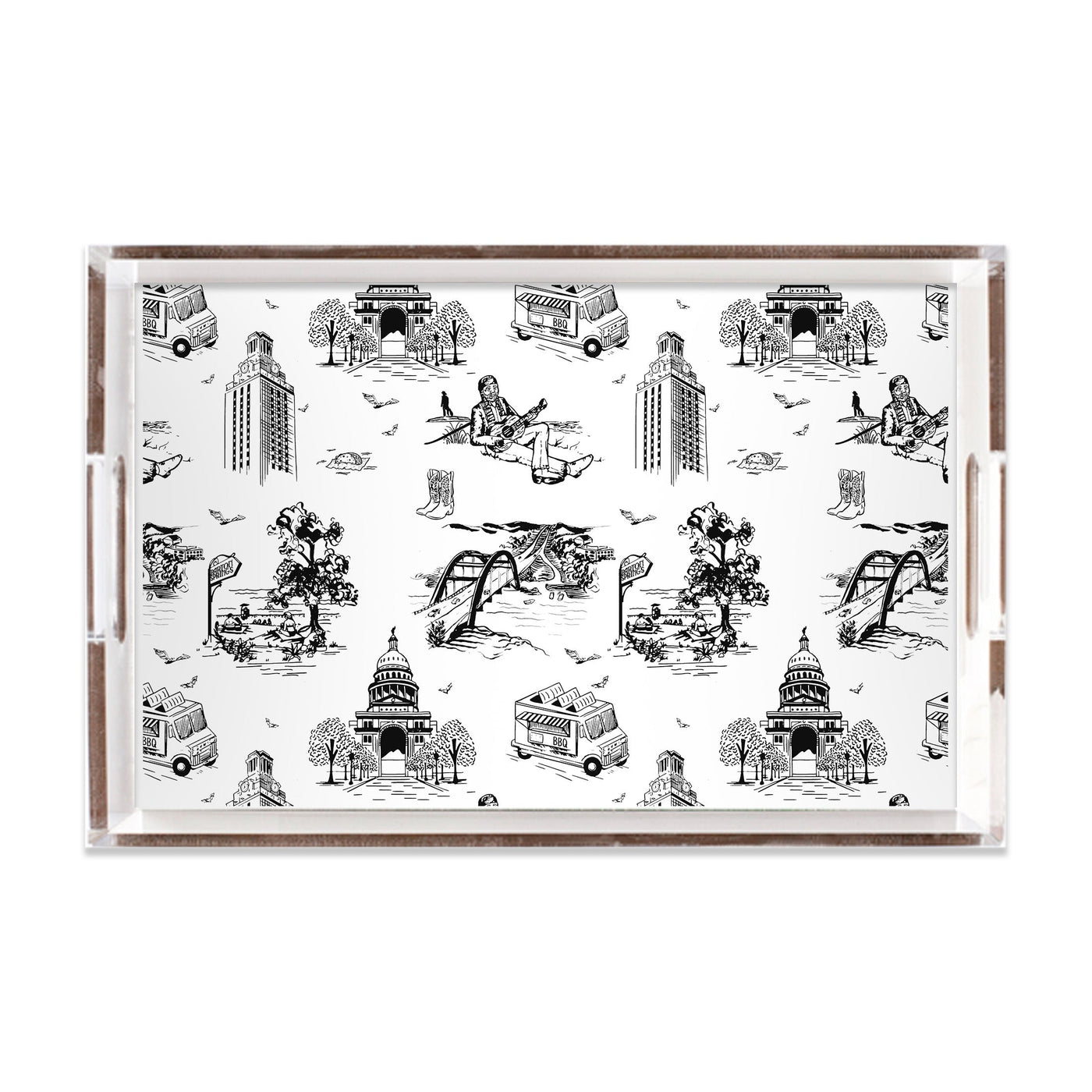 Austin Toile Lucite Tray Lucite Trays Black / 11x17 Katie Kime