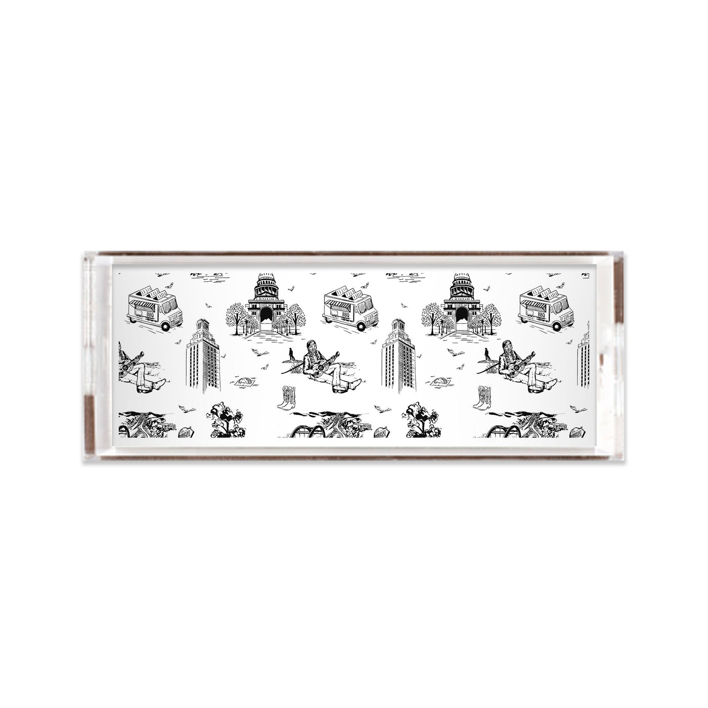 Austin Toile Lucite Tray Lucite Trays Black / 11x4 Katie Kime