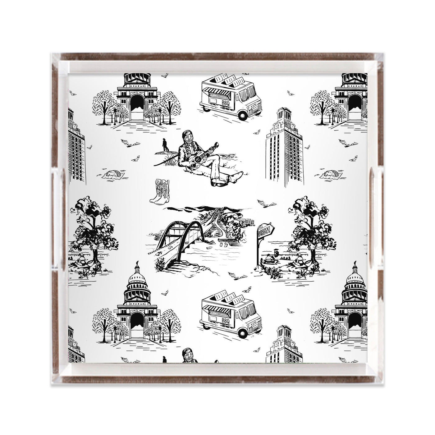 Austin Toile Lucite Tray Lucite Trays Black / 12x12 Katie Kime