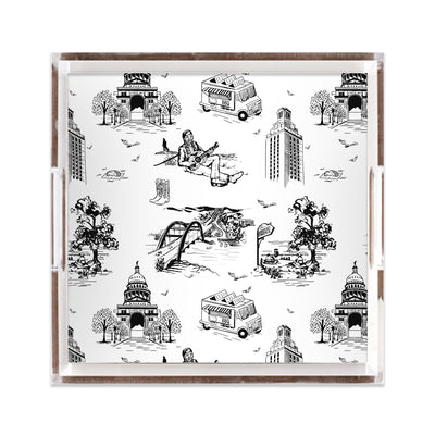 Austin Toile Lucite Tray Lucite Trays Black / 12x12 Katie Kime