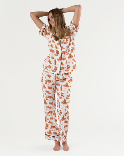 Pajama Set Burnt Orange / XXS Austin Toile Pajama Pants Set Katie Kime